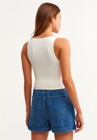 Bayan Krem V Yaka Crop Atlet