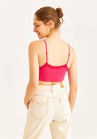 Bayan Pembe Dantel Detaylı Büstiyer