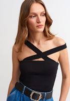 Bayan Siyah Asimetrik Askılı Atlet