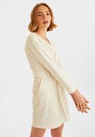 Bayan Krem Fermuar Detaylı Kısa Elbise