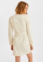 Bayan Krem Fermuar Detaylı Kısa Elbise