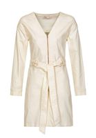 Bayan Krem Fermuar Detaylı Kısa Elbise