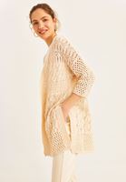 Bayan Bej Yırtmaç Detaylı Hırka