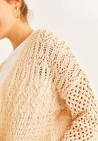 Bayan Bej Yırtmaç Detaylı Hırka