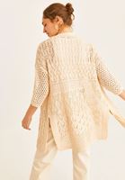 Bayan Bej Yırtmaç Detaylı Hırka