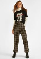 Bayan Siyah Bisiklet Yaka Baskılı Tişört