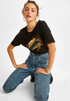 Bayan Siyah  Baskılı Tişört