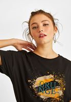 Bayan Siyah  Baskılı Tişört