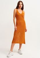 Bayan Turuncu  Uzun Triko Elbise