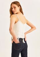 Bayan Krem Püskül Detaylı Triko Atlet