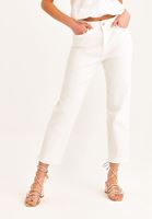 Bayan Beyaz Düşük Bel Boyfriend Pantolon