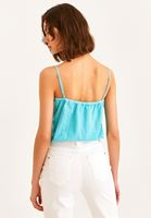 Bayan Mavi Dantel Detaylı Kruvaze Yaka Atlet