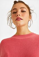 Bayan Pembe Bisiklet Yaka Kısa Kazak