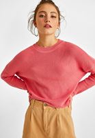 Bayan Pembe Bisiklet Yaka Kısa Kazak