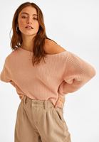 Bayan Pembe Kayık Yaka Asimetrik Kazak