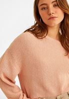 Bayan Pembe Kayık Yaka Asimetrik Kazak