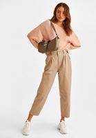 Bayan Pembe Kayık Yaka Asimetrik Kazak