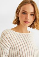 Bayan Beyaz Bot Yaka Ajurlu Kazak