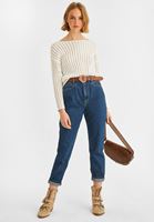 Bayan Beyaz Bot Yaka Ajurlu Kazak