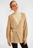 Bayan Bej Kemer Detaylı Hırka