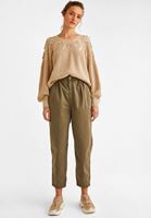 Bayan Bej Örgü Detaylı Triko Kazak