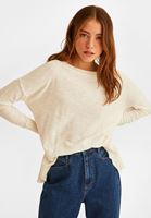 Bayan Krem Kayık Yaka Kazak