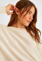 Bayan Krem Kayık Yaka Kazak