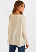 Bayan Krem Kayık Yaka Kazak