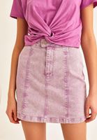 Bayan Mor Fermuar Detaylı Denim Etek