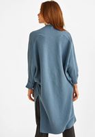 Bayan Mavi Yanları Yırtmaçlı Uzun Hırka