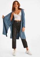 Bayan Mavi Yanları Yırtmaçlı Uzun Hırka