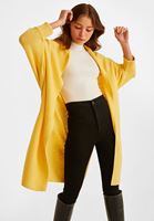 Bayan Sarı Yanları Yırtmaçlı Uzun Hırka