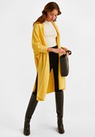 Bayan Sarı Yanları Yırtmaçlı Uzun Hırka