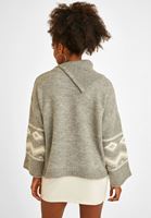 Bayan Gri Jakar Detaylı Kazak