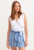 Bayan Beyaz Beli Bağlama Detaylı Gömlek