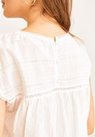 Bayan Beyaz Dantel Detaylı Bluz