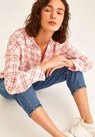 Bayan Kırmızı Ekose Desenli Gömlek