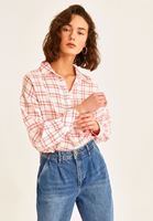 Bayan Kırmızı Ekose Desenli Gömlek