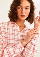 Bayan Kırmızı Ekose Desenli Gömlek