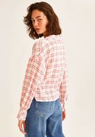 Bayan Kırmızı Ekose Desenli Gömlek