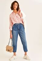 Bayan Kırmızı Ekose Desenli Gömlek