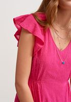 Bayan Pembe Fırfır Detaylı Mini Elbise