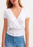 Bayan Beyaz Gipeli Kruvaze Bluz