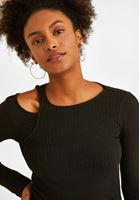 Bayan Siyah Kesik Detaylı Bluz