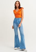 Bayan Turuncu Fırfır Detaylı V Yaka Atlet