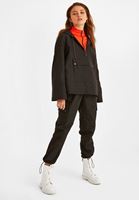 Bayan Siyah Kanguru Cepli Yağmurluk