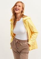 Bayan Sarı Casual Cepli ve Kapüşonlu Yağmurluk