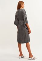 Bayan Siyah Dokulu Midi Kimono 