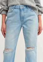 Bayan Mavi Düşük Bel Boyfriend Denim Pantolon