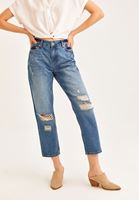 Bayan Mavi Düşük Bel Boyfriend Denim Pantolon